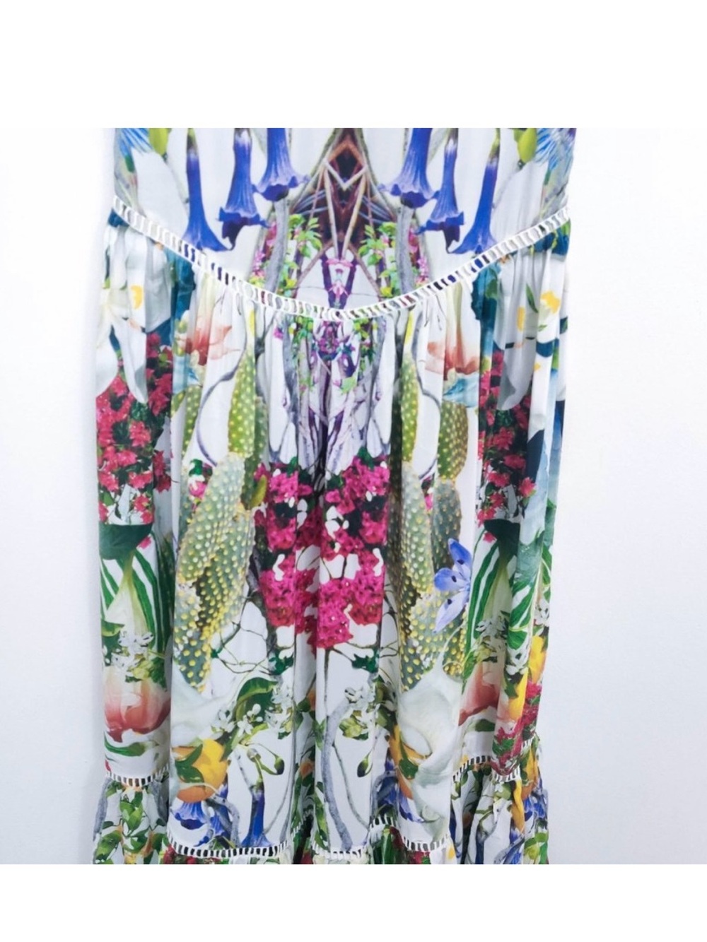 Camilla Tiered Sleeveless Silk Maxi Dress in Exotic Hypnotic US 8 - Picture 5 of 11